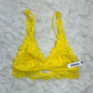 BOOTAYBAG yellow lace bralette top, NEW WITH TAGS, size XS